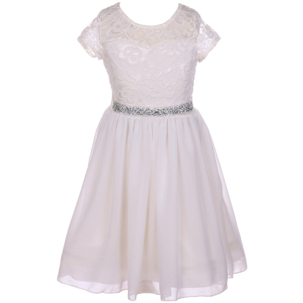 Little Girls Lace Easter Graduation Party Casual Flower Girl Dress Ivory 4